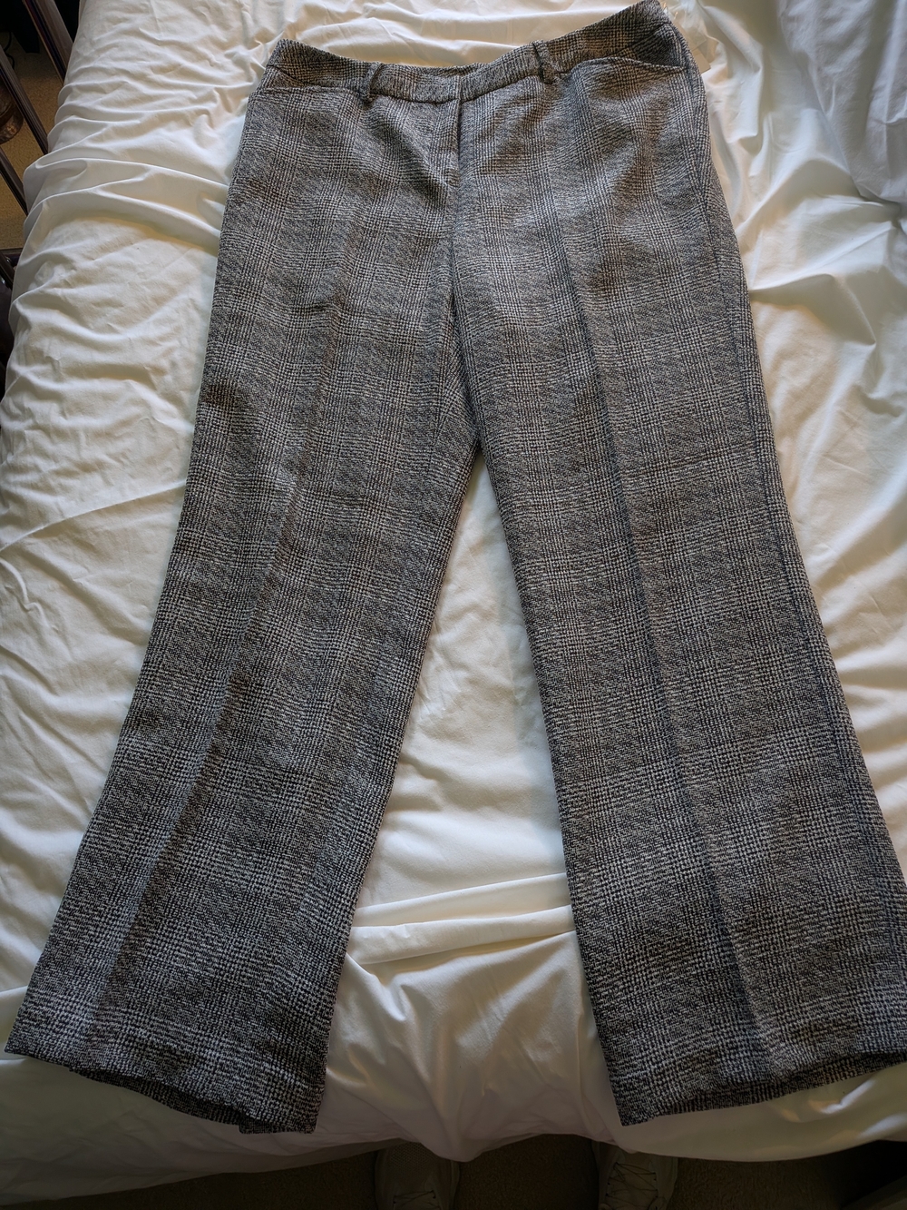 Worthington Woman Black And Gray Plaid Wide-Leg Dress Pants